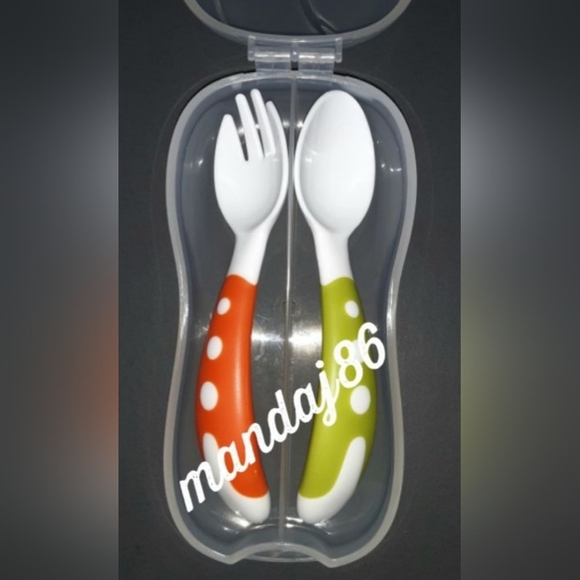 Baby Orange Green Mash & Serve Bowl Training Fork Spoon 5 Piece Feeding Set NEW - Picture 10 of 12
